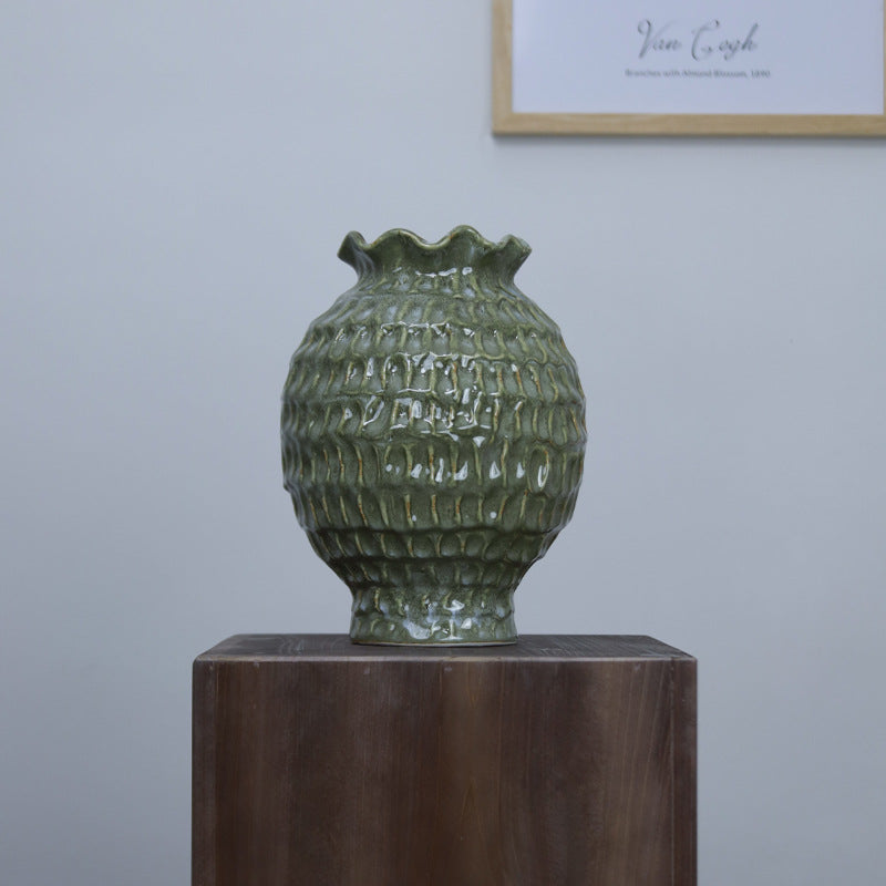 Garcia | Arden Textured Ceramic Vase - Green | Shut the Front Door