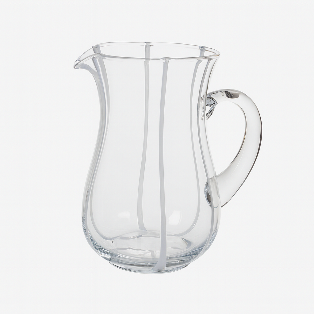 Garcia | Luca Clear Glass Pitcher - White Stripe | Shut the Front Door