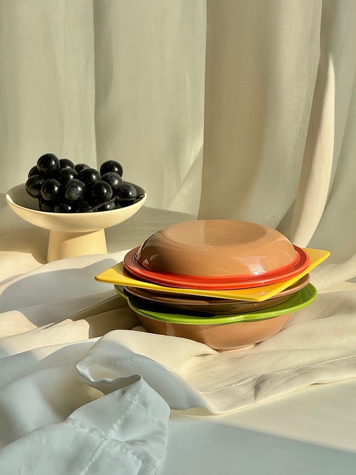 Burger Plates Set of 4