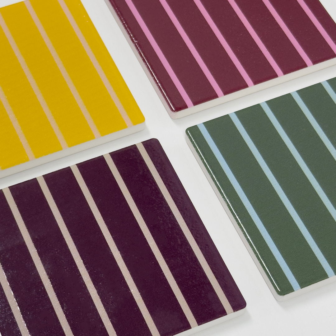 Garcia | Onyx Square Ceramic Coasters - Stripe S4 | Shut the Front Door