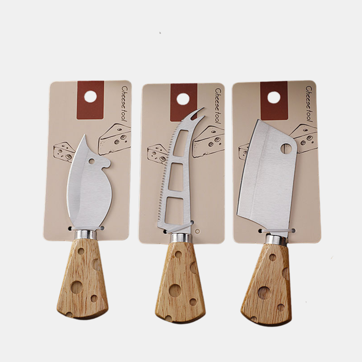 Keaton Cheese Shaped Knife Set - Silver