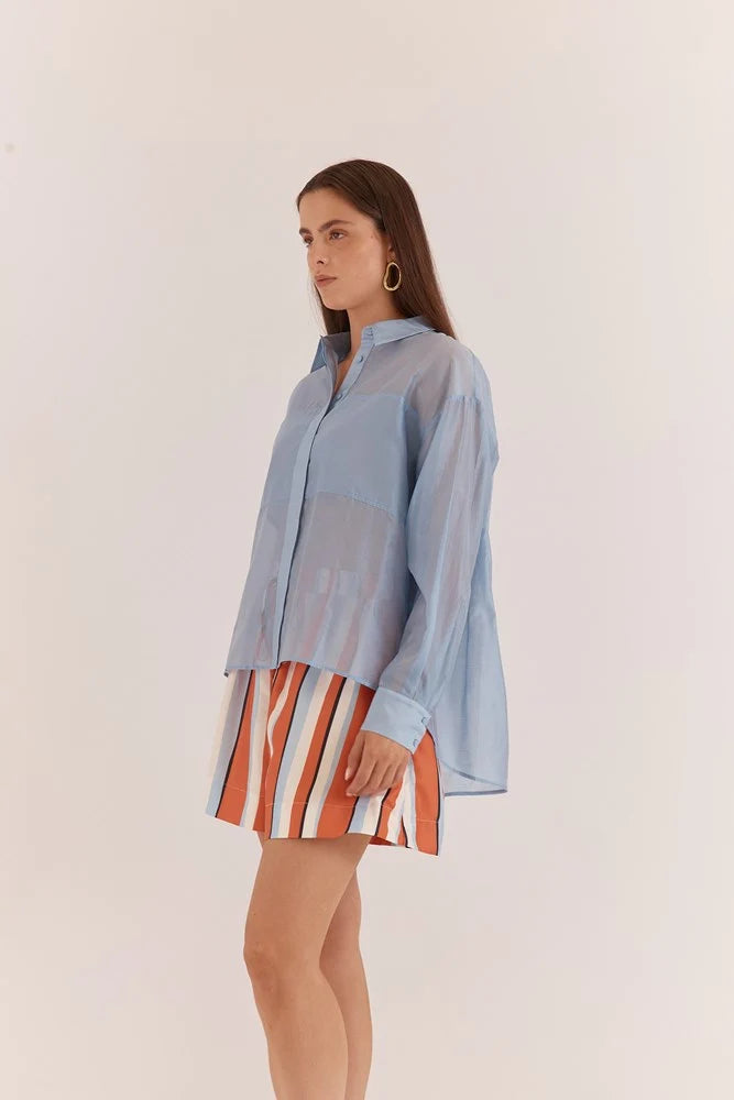 Val  Oversized Shirt - Pale Blue