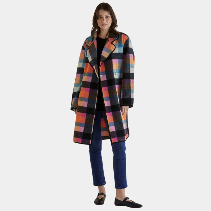 Betty Basics | Ellie Coat - Rainbow Check Multi | Shut the Front Door
