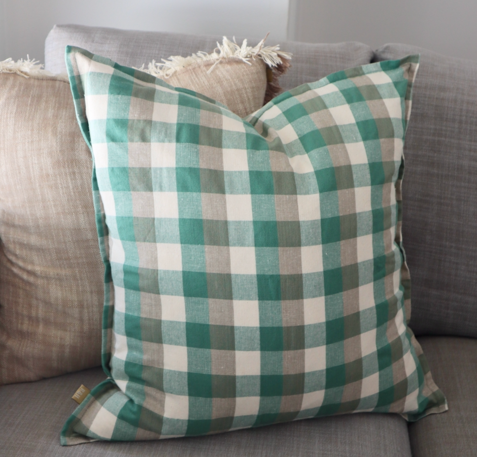 Raine & Humble | Double Check Cushion - Aqua Storm | Shut the Front Door