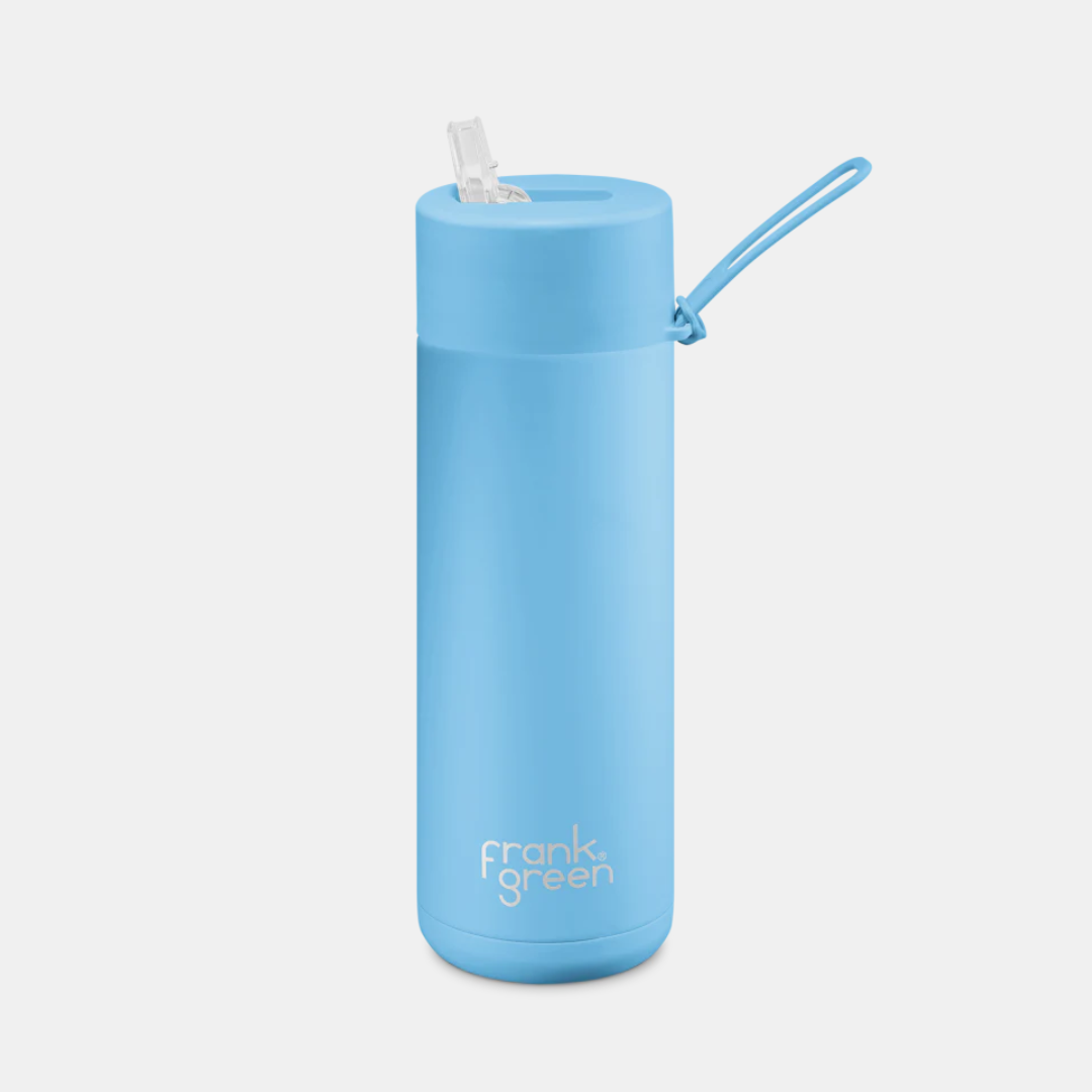 Frank Green | Ceramic Lined Reusable Bottle 20oz with Straw - Sky Blue | Shut the Front Door