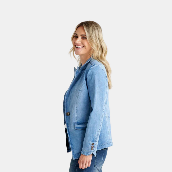 Betty Basics | Becki Denim Blazer - Mid Wash | Shut the Front Door