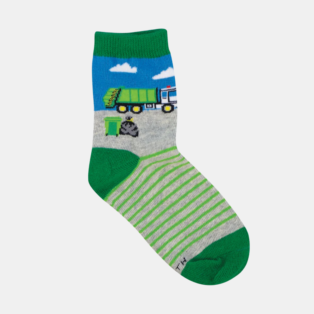Socksmith | Socks Kids Garbage Man - Light Gray Heather 2-4 yrs | Shut the Front Door