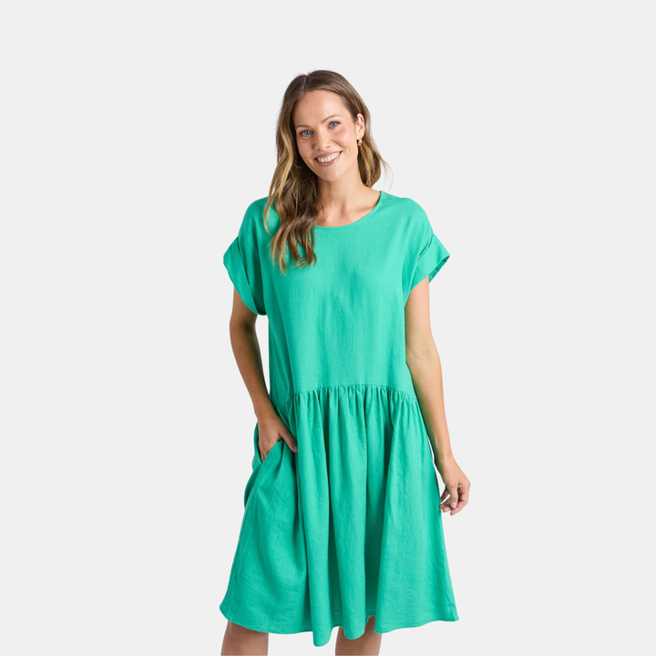 Sunset Hour Solid Dress - Green
