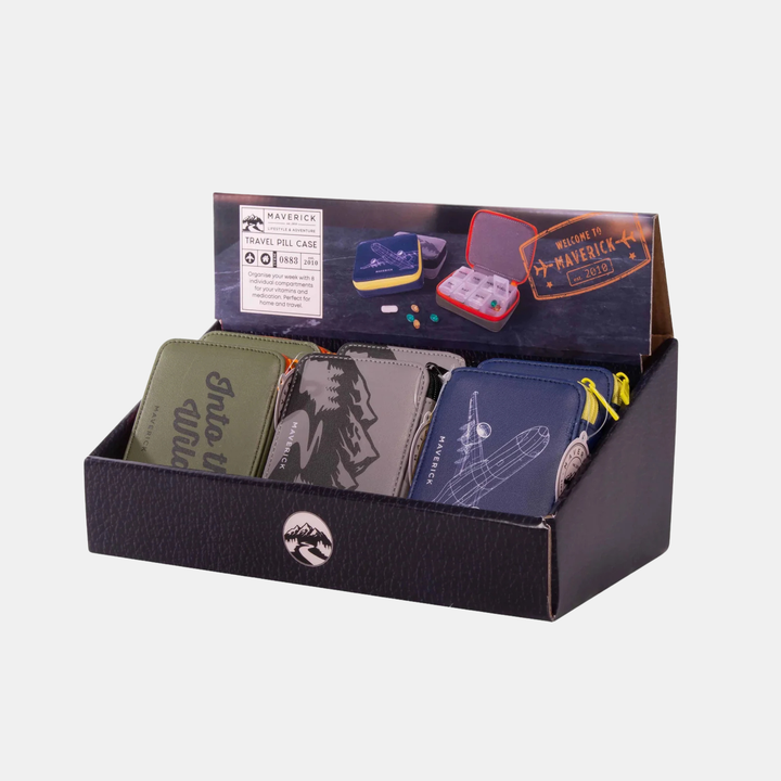 Travel Pill Case - Mountain - Grey