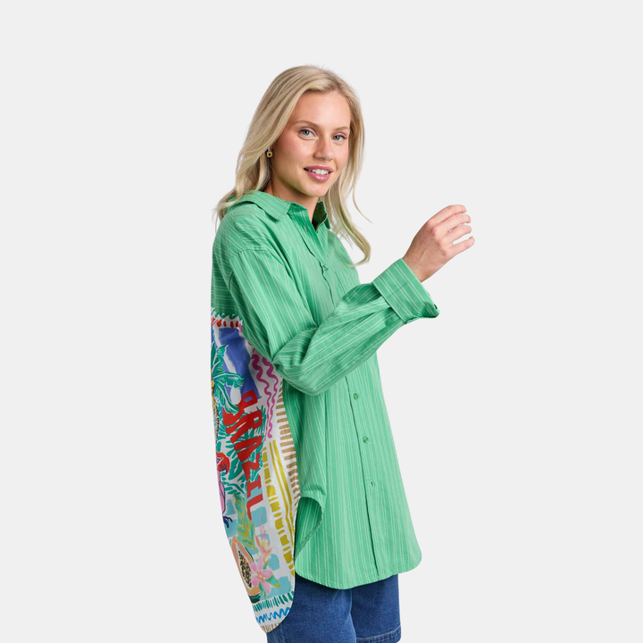 Tropical Muse Shirt - Greenbriar Stripe