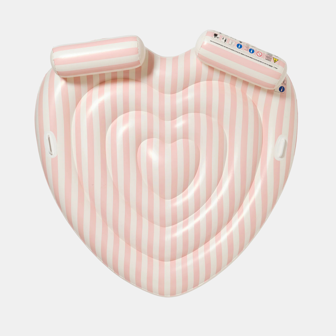 Sunnylife | Twin Heart Lie-On - Stole My Heart Pink Stripe | Shut the Front Door