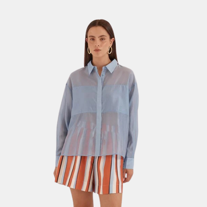 Val  Oversized Shirt - Pale Blue