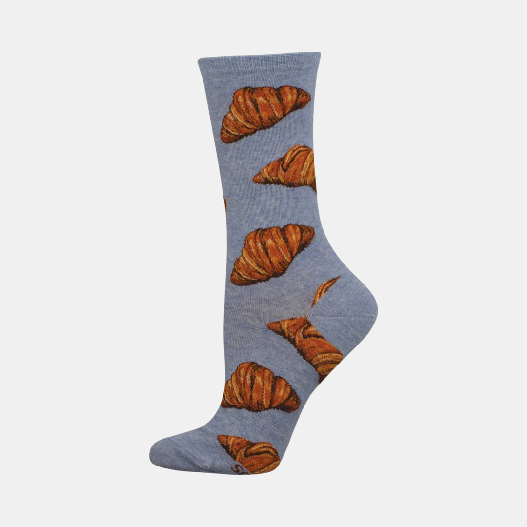 Socksmith | Women's Flaky Croissant Socks - Blue Heather | Shut the Front Door