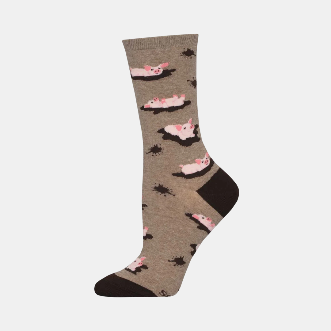 Socksmith | Women's Pig Out Socks - Brown Heather | Shut the Front Door