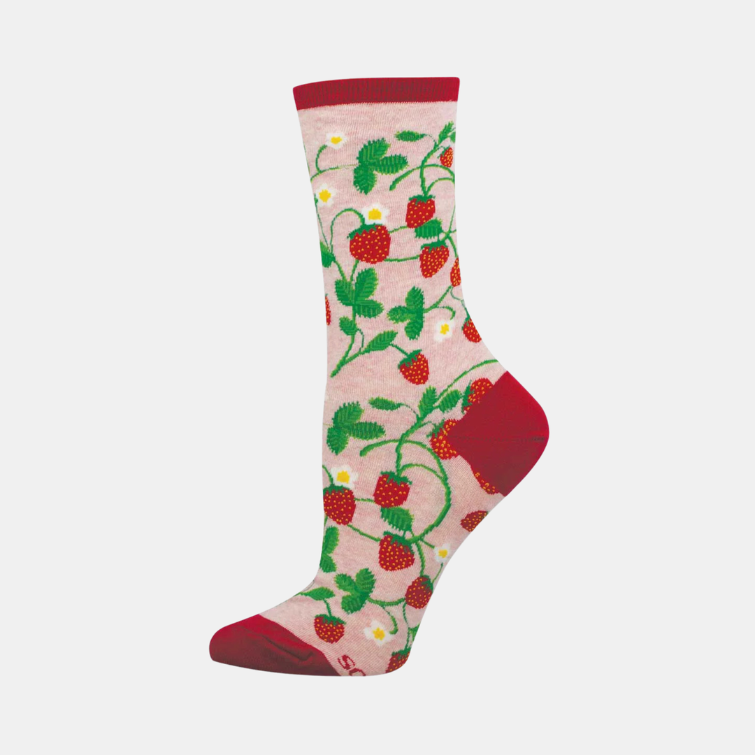 Socksmith | Women's Strawberry Vines Socks - Pink Heather | Shut the Front Door