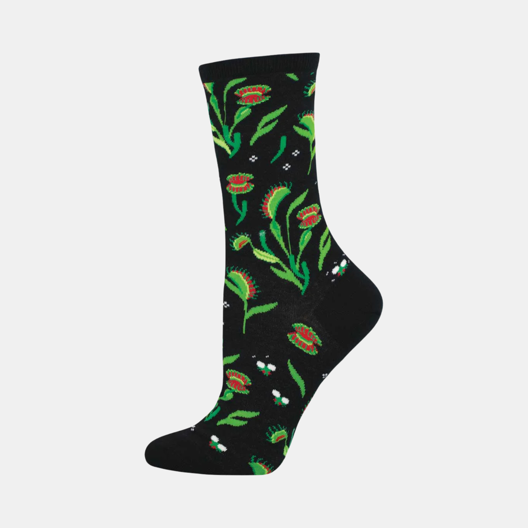 Socksmith | Women's Venus Fly Trap Socks - Black | Shut the Front Door