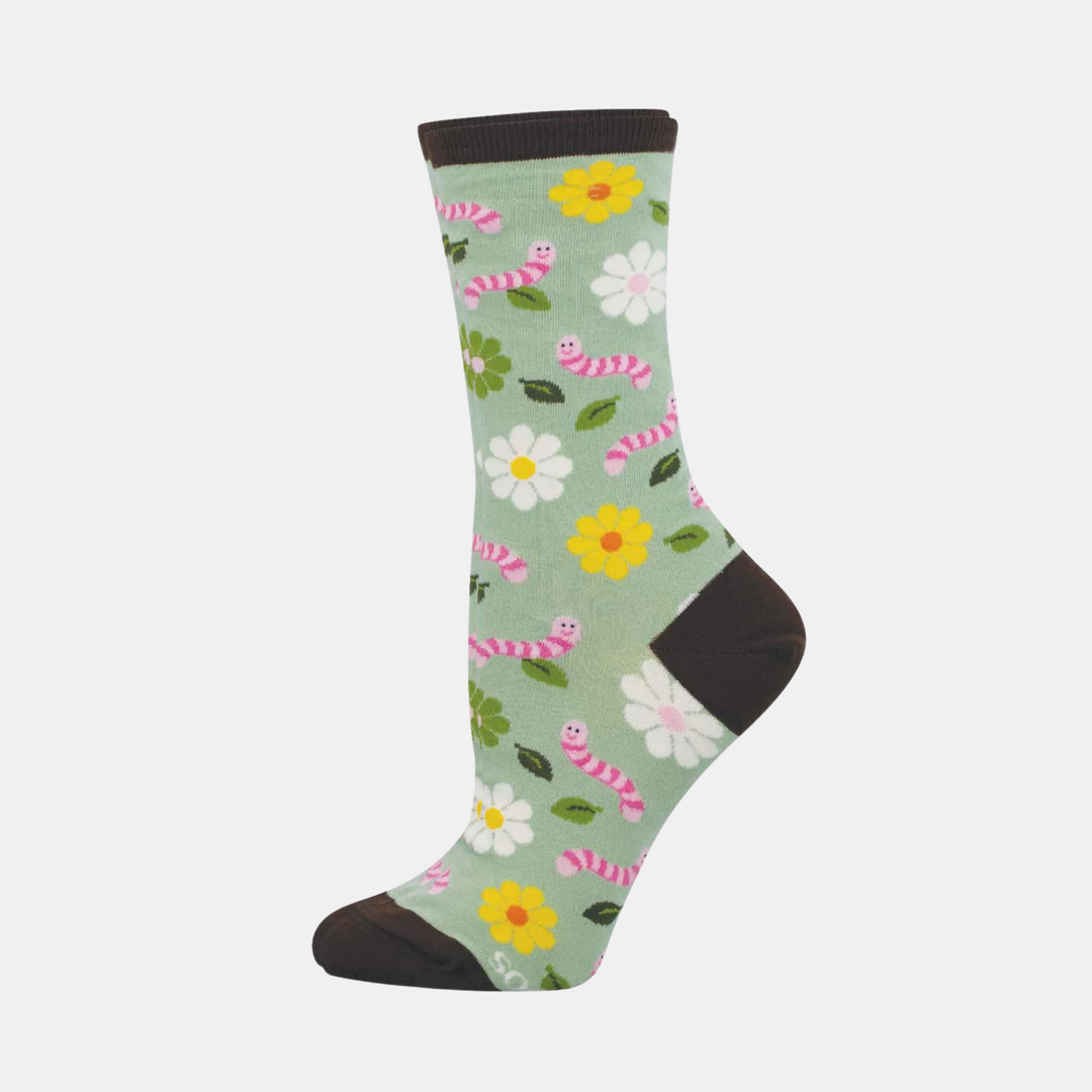 Socksmith | Women's Wiggly Worm Socks - Green | Shut the Front Door