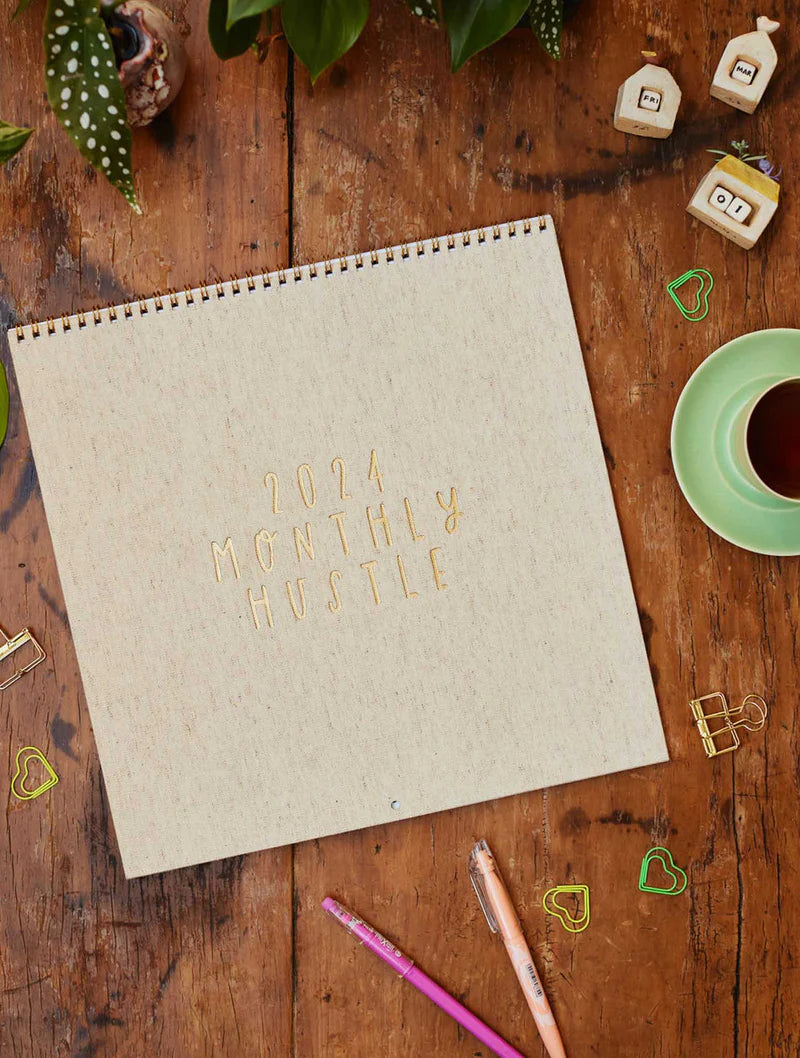 Write to Me Stationery | 2024 Linen Wall Planner & Calendar - Oatmeal | Shut the Front Door