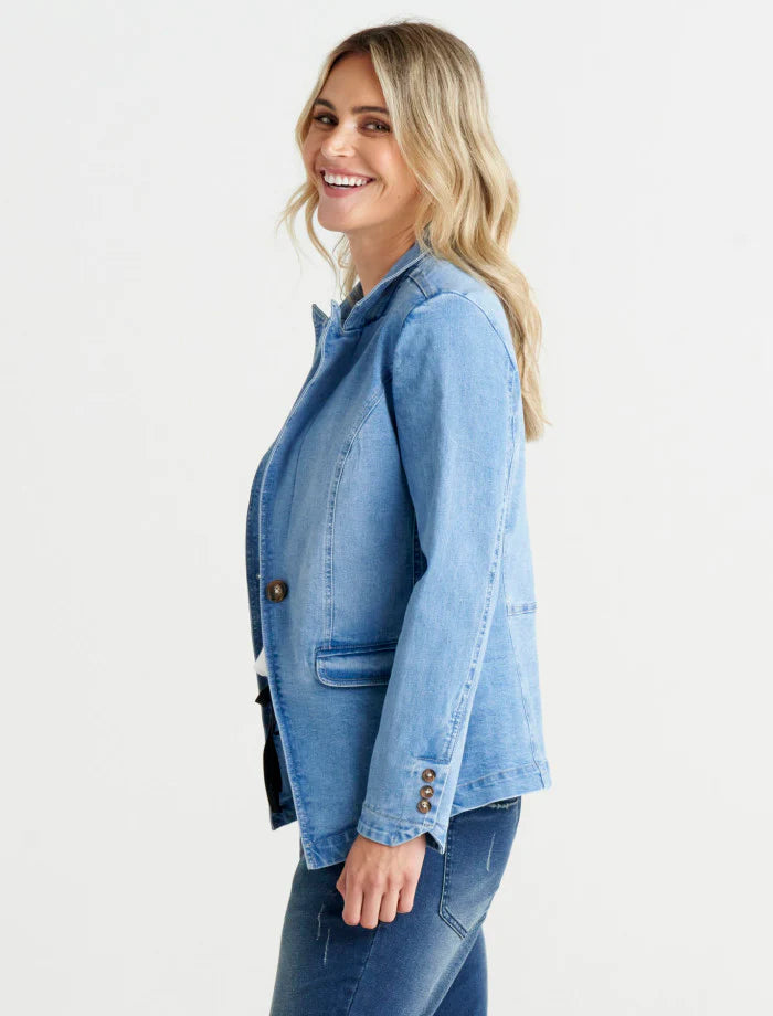 Betty Basics | Becki Denim Blazer - Mid Wash | Shut the Front Door