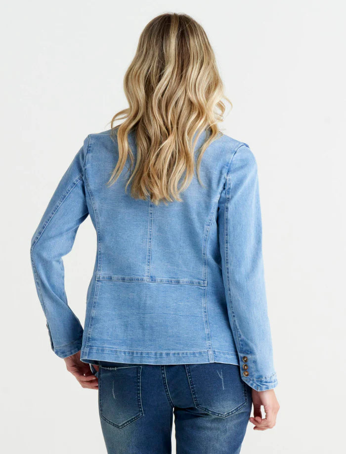 Betty Basics | Becki Denim Blazer - Mid Wash | Shut the Front Door