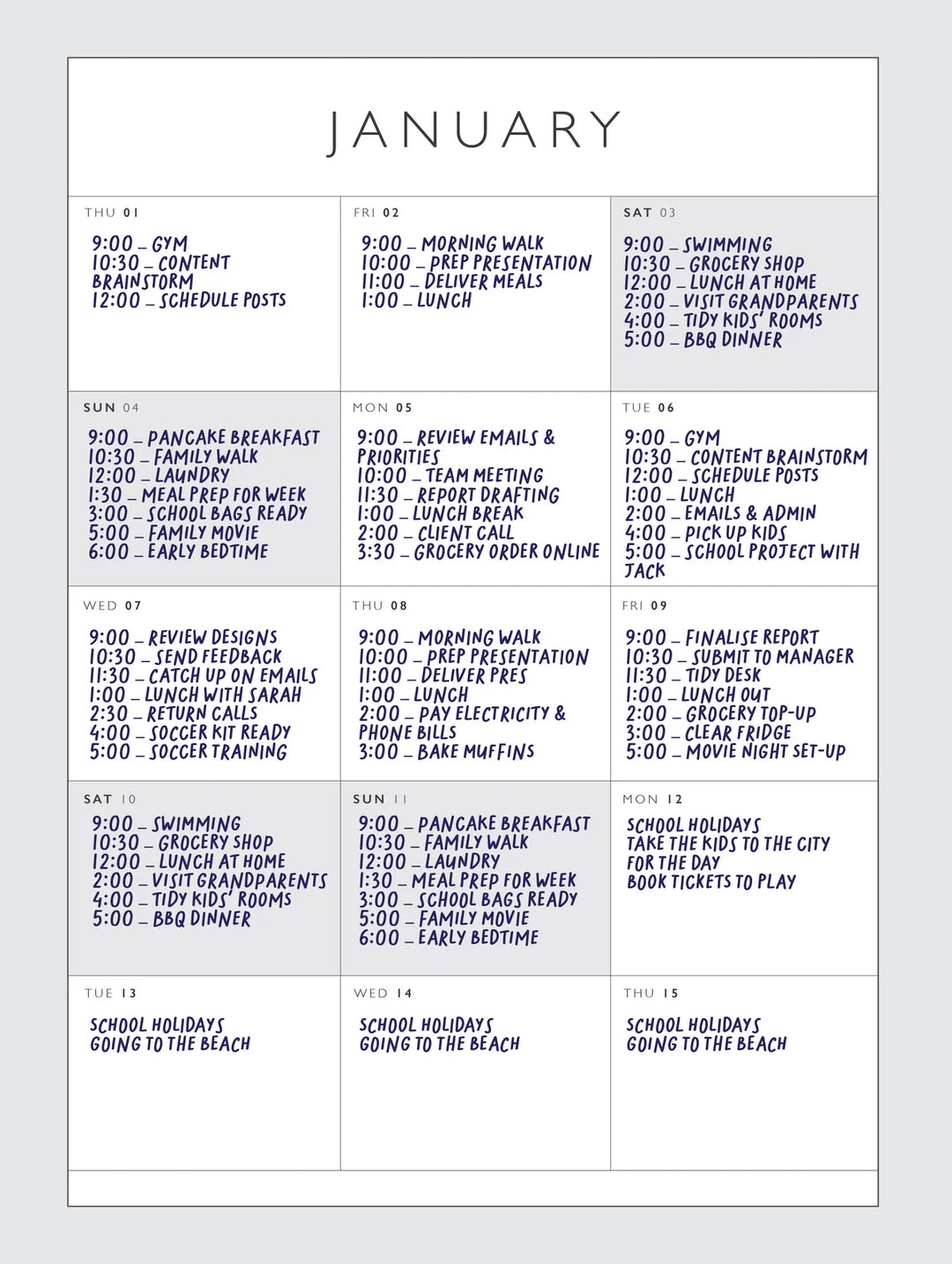 Write to Me Stationery | 2026 Busy Big Box Wall Planner | Shut the Front Door