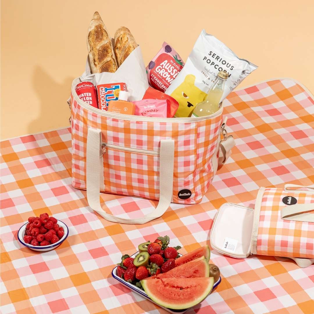 Holiday Picnic Mat - Watermelon Peach Check