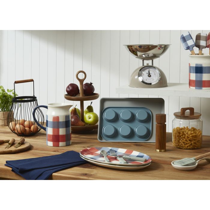 Academy Home | Check & Plain Tea Towel Set 2 - Blue | Shut the Front Door