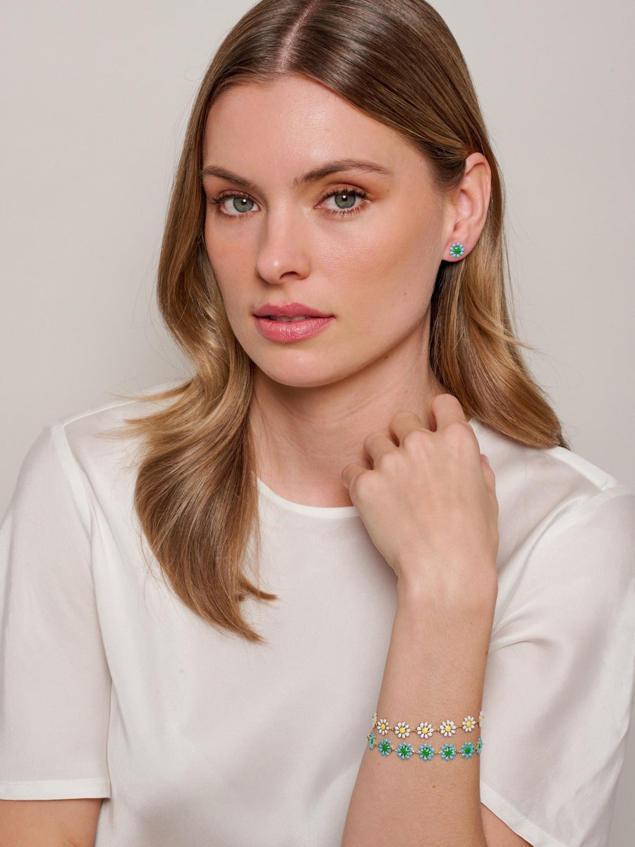 Tiger Tree | Enamel Daisy Dot Studs - Blue | Shut the Front Door