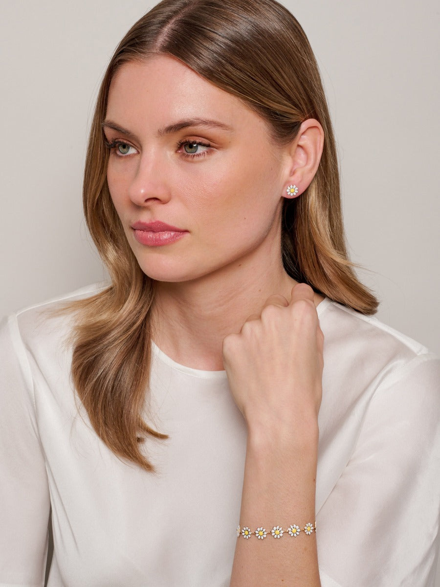 Tiger Tree | Enamel Daisy Dot Studs - White | Shut the Front Door