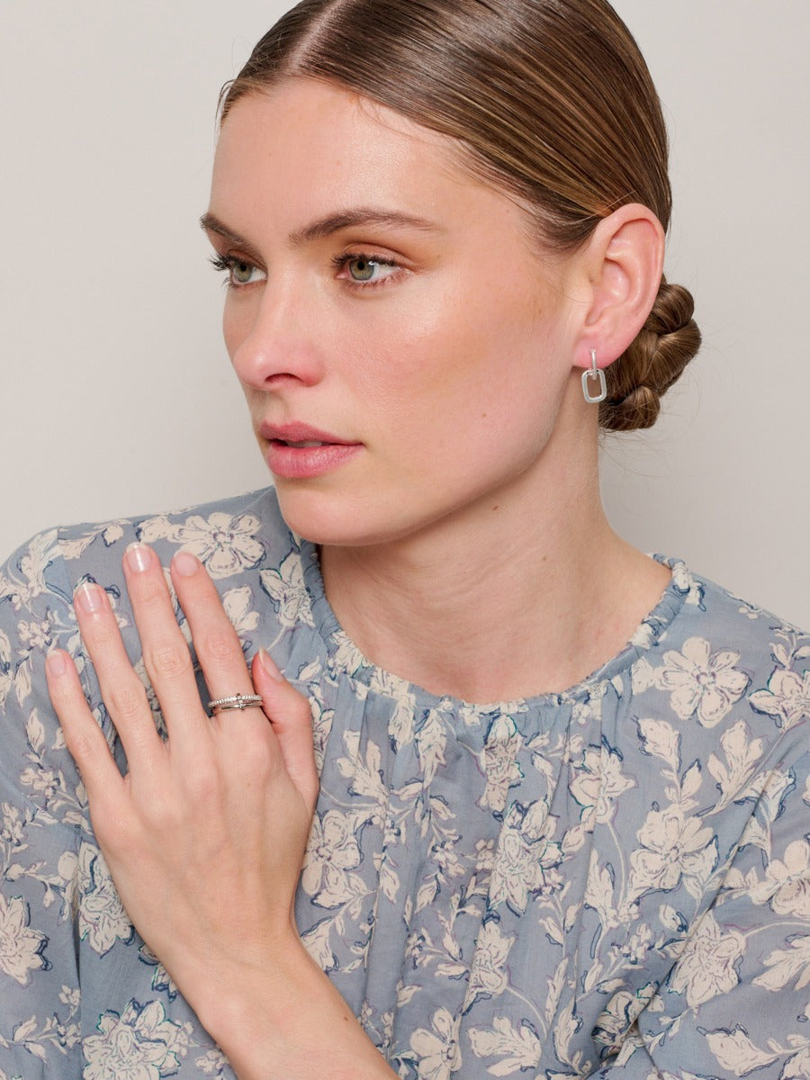 Tiger Tree | Earring Double Rectangle - Silver | Shut the Front Door
