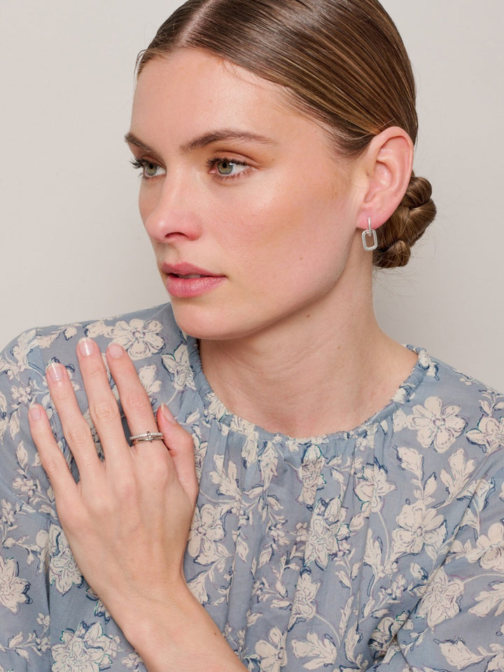 Tiger Tree | Earring Double Rectangle - Silver | Shut the Front Door