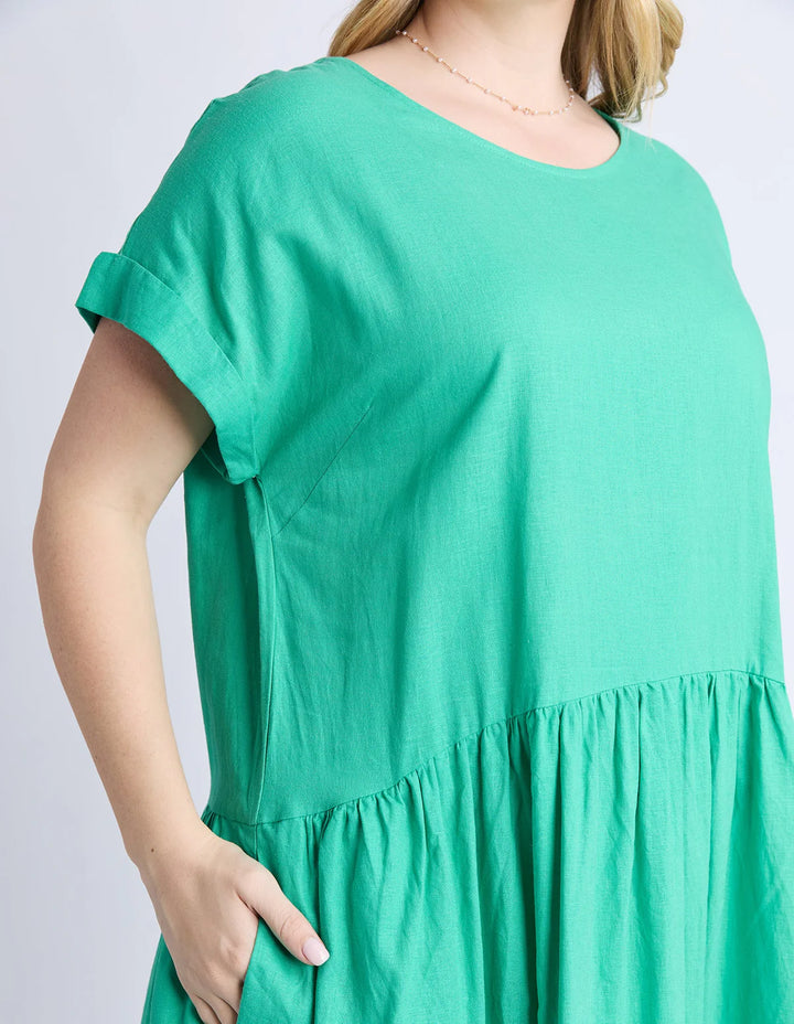 Sunset Hour Solid Dress - Green