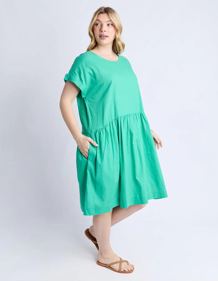 Sunset Hour Solid Dress - Green