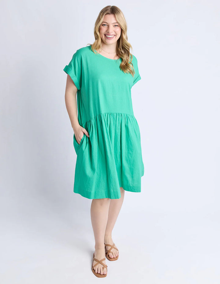 Sunset Hour Solid Dress - Green