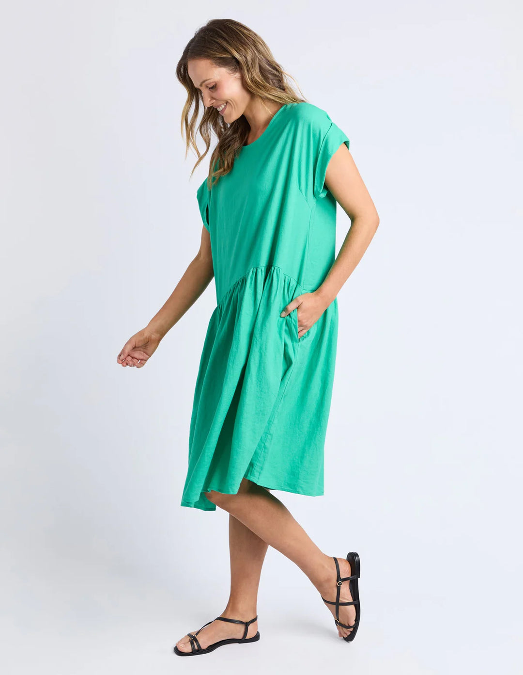 Sunset Hour Solid Dress - Green