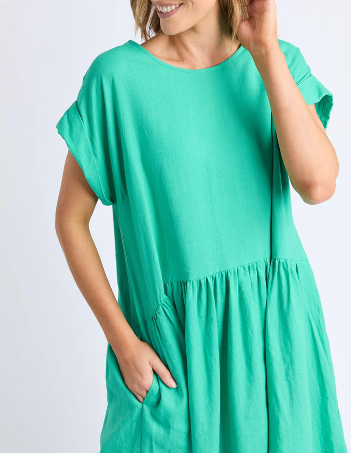 Sunset Hour Solid Dress - Green
