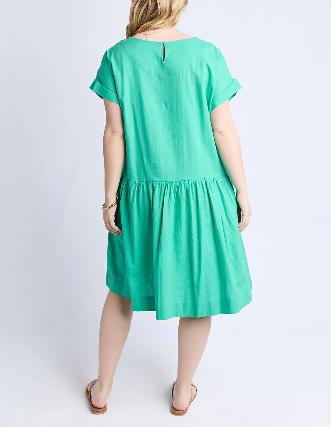 Sunset Hour Solid Dress - Green