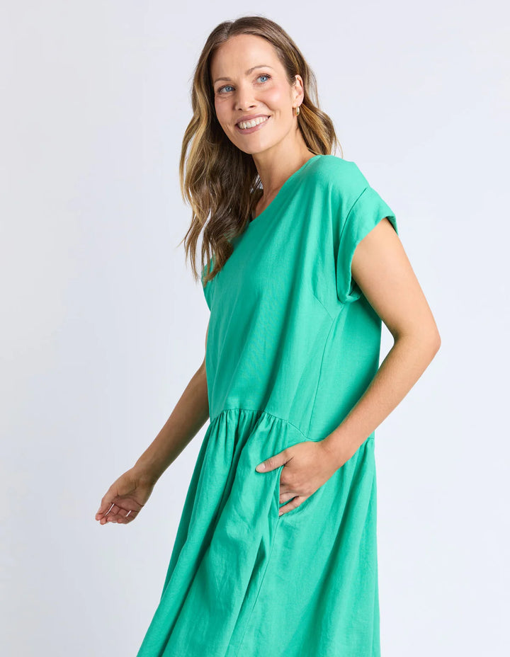 Sunset Hour Solid Dress - Green