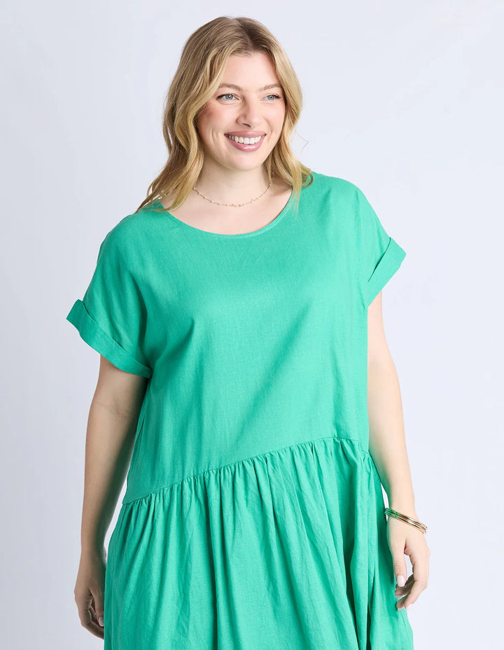 Sunset Hour Solid Dress - Green