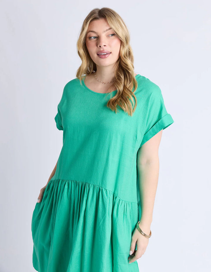 Sunset Hour Solid Dress - Green