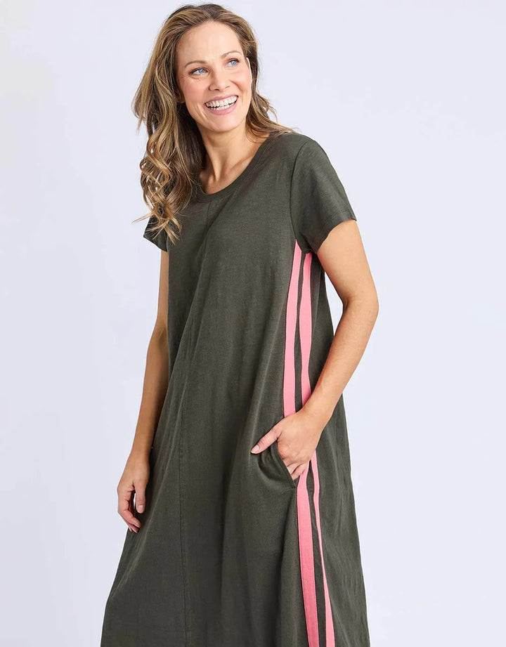Recovery Dress - Dark Khaki/Coral