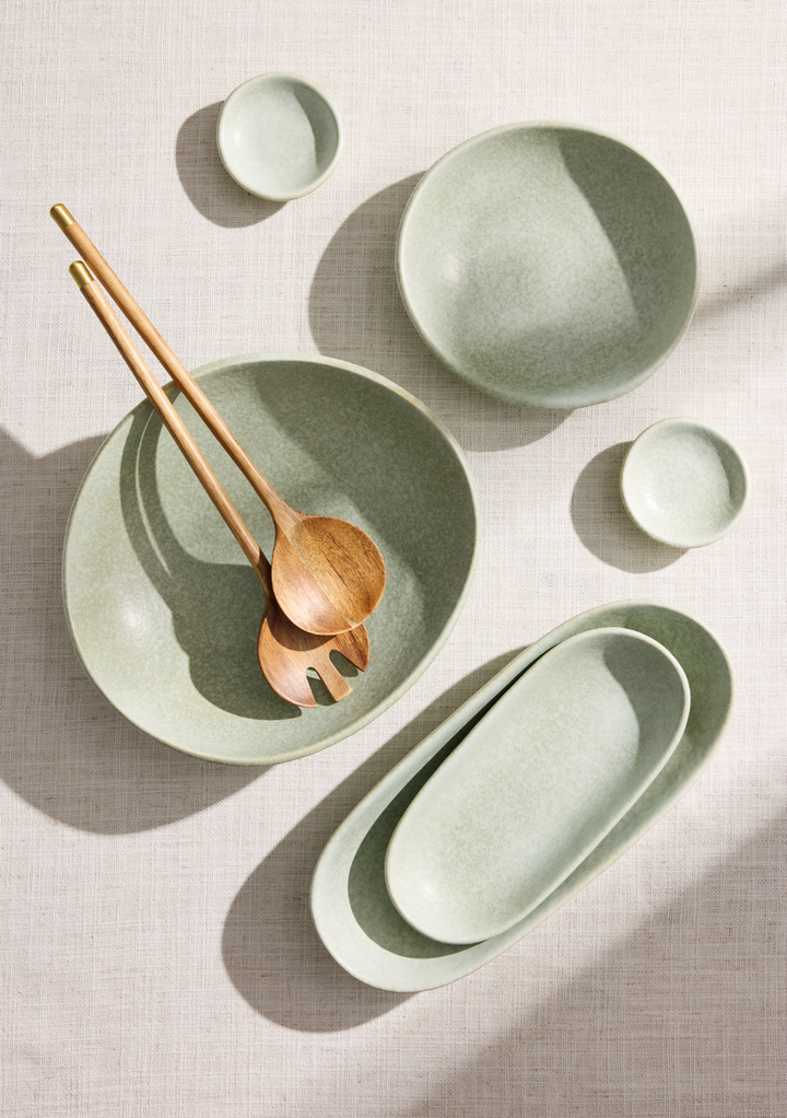 Davis & Waddell | Greta Porcelain Oval Serving Plate Medium - Mint | Shut the Front Door