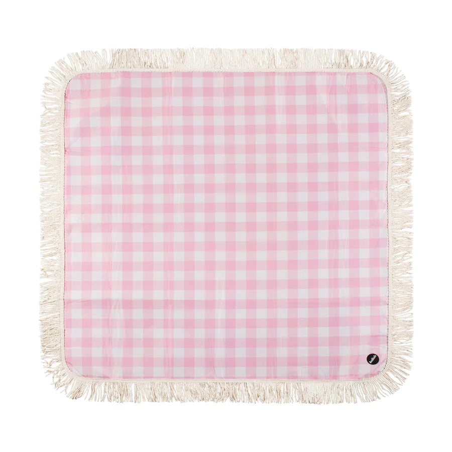 Fringed Medium Picnic Mat Candy Pink Check Shut the Front Door