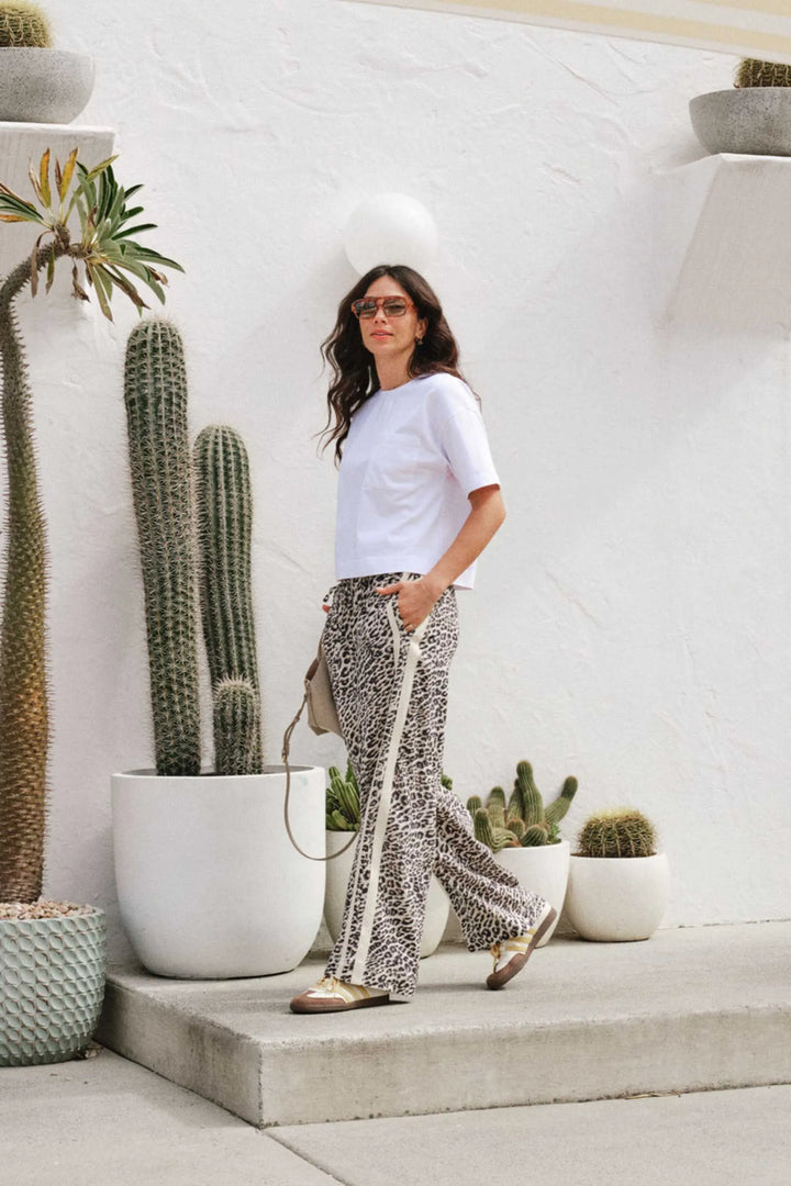 Relaxed Drawstring Pant - Leopard Linen Blend