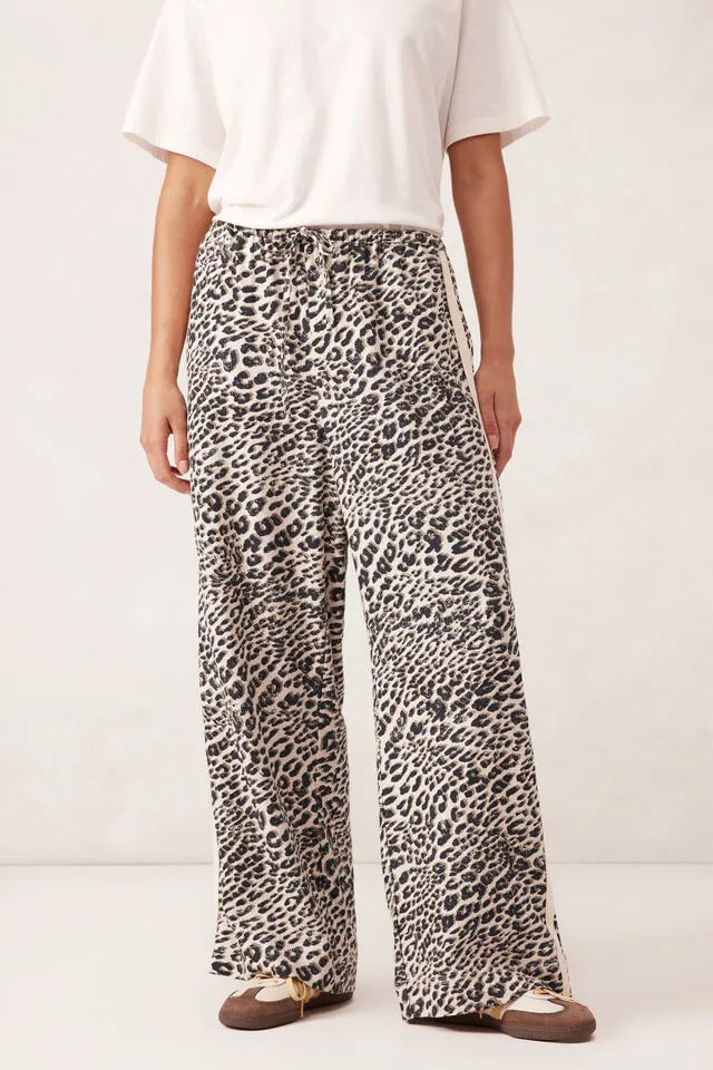 Relaxed Drawstring Pant - Leopard Linen Blend