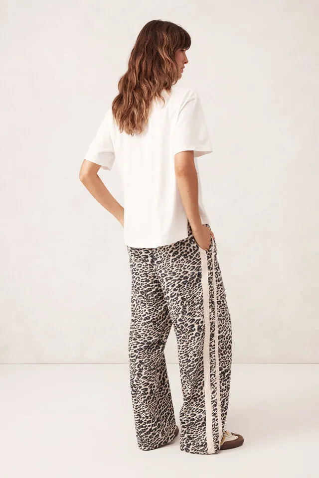 Relaxed Drawstring Pant - Leopard Linen Blend