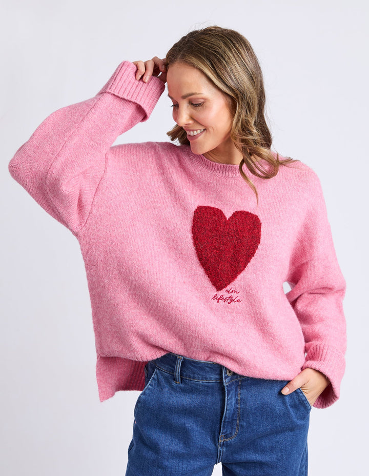 Elm Knitwear | Intersia Heart Knit - Quartz Pink | Shut the Front Door