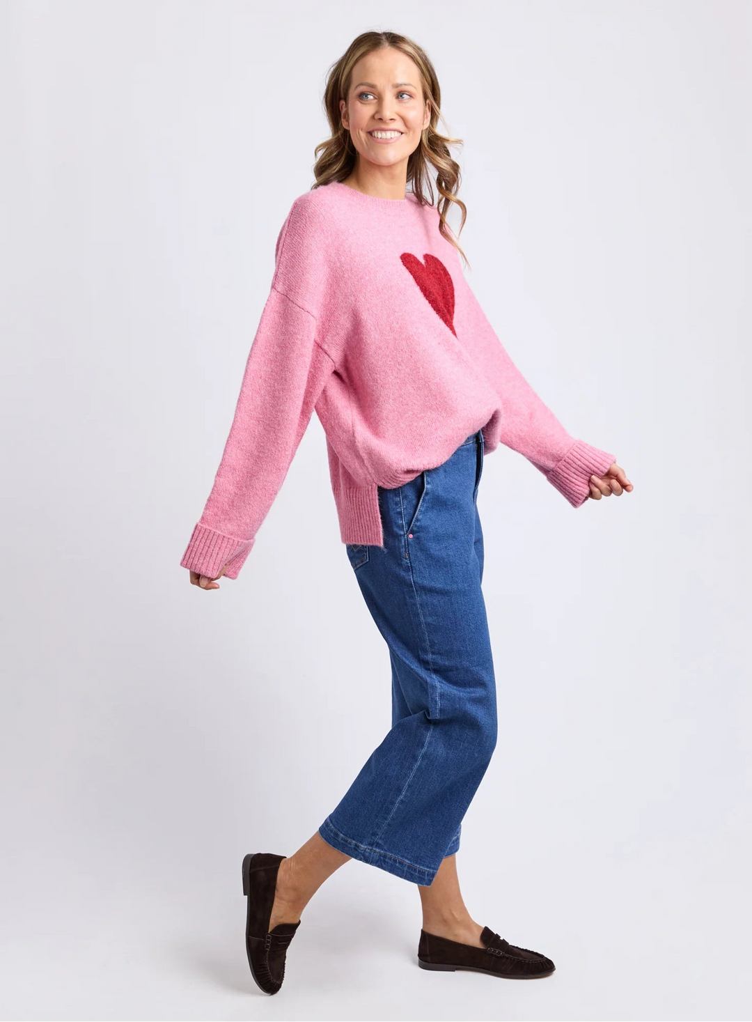 Elm Knitwear | Intersia Heart Knit - Quartz Pink | Shut the Front Door