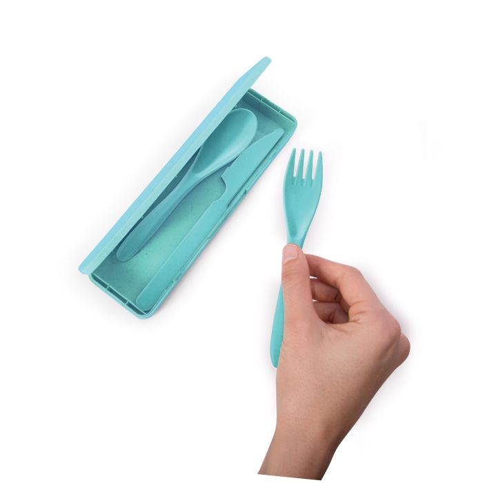 IS Gifts | Wheat Straw Travel Cutlery Set - Green | Shut the Front Door