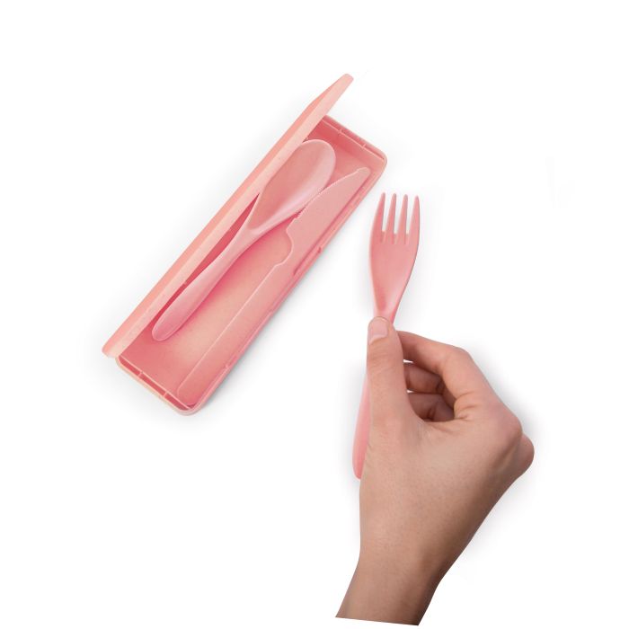 IS Gifts | Wheat Straw Travel Cutlery Set - Peach | Shut the Front Door